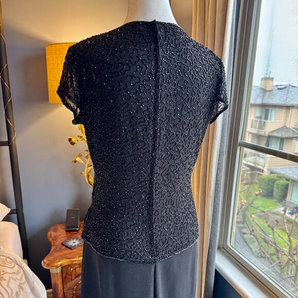 Black Sparkly Beaded Bodice Formal Gown - Picture 4 of 13